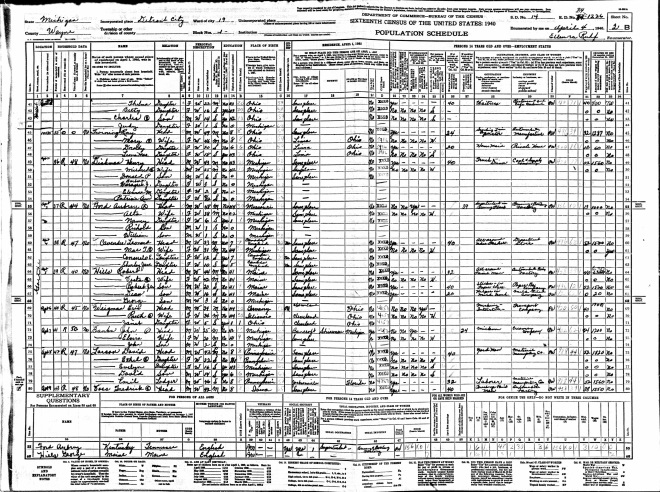 1940 Census - Alta McCormack Ford and family